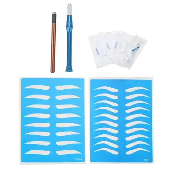 

Semi-Permanent Eyebrow Microblading Tattoo Pen Makeup Tool Needle Blade Set Kit Manual Tattoo Pens Needles Practical kit