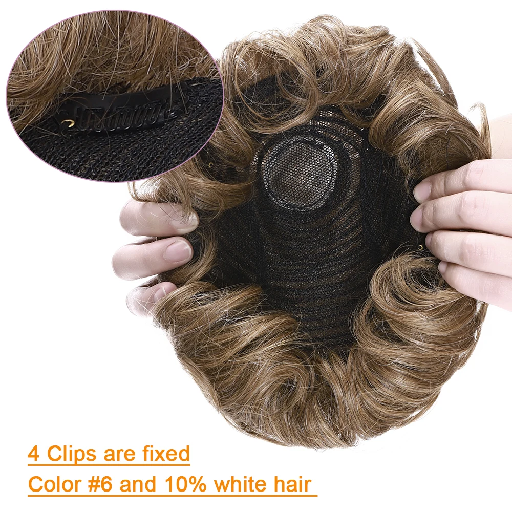 Human Hair Toupee 16x19cm Small Men Toupee Hair Topper 140% Density Natural Wave 4''