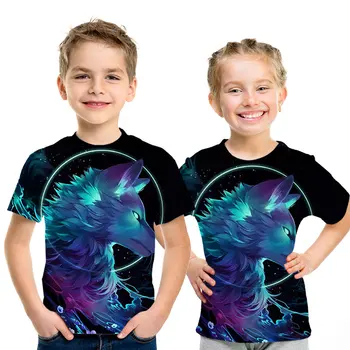

The Latest Flame Werewolf 3D-Printed Animal Fashion Funny T-Shirt Boy Girl Short-Sleeved Summer Shirt Boy Fashion Lion T-Shirt