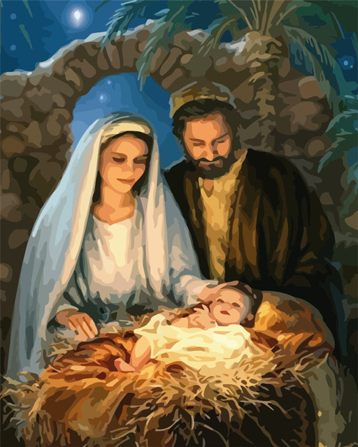 Jesus in manger christian paint by numbers