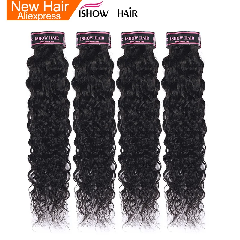 

Ishow Brazilian Water Wave 4 Bundles Deal 100% Human Hair Weave Bundles Natural Color Non Remy Hair Weave Bundles Double Weft
