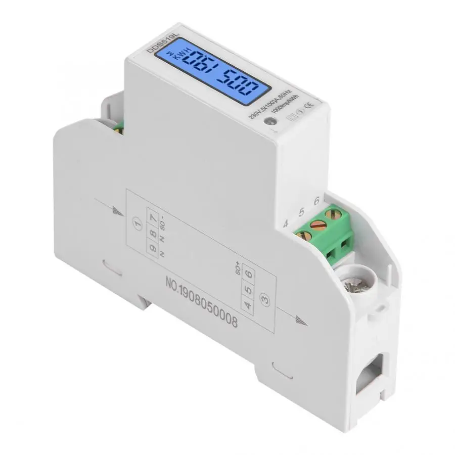 Счетчик энергии на Din рейку 0 99999.0kwh DDS519L однофазный цифровой ЖК дисплей с