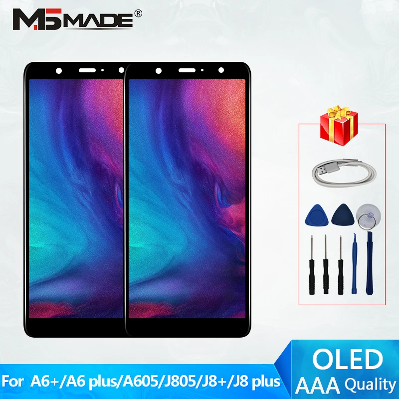 

6.0" Super AMOLED For Samsung Galaxy A6 Plus LCD A6+ A605 Display Touch Sreen Digitizer Assembly For Galaxy J8+ J8 Plus Display