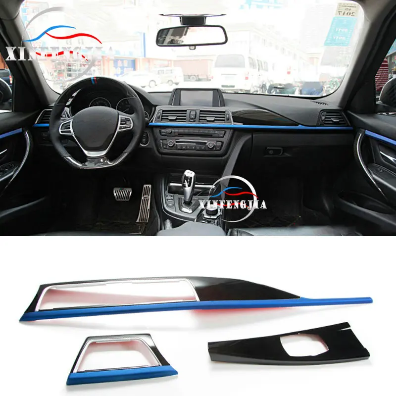 3pc Blue Center Control Air Panel Trim Cover For BMW 3 4 3GT Series F30 F31 F34 F32 F46 13-18 3pc Blue Center Control Air Panel Trim Cover For BMW 3 4 3GT Series F30 F31 F34 F32 F46 13-18