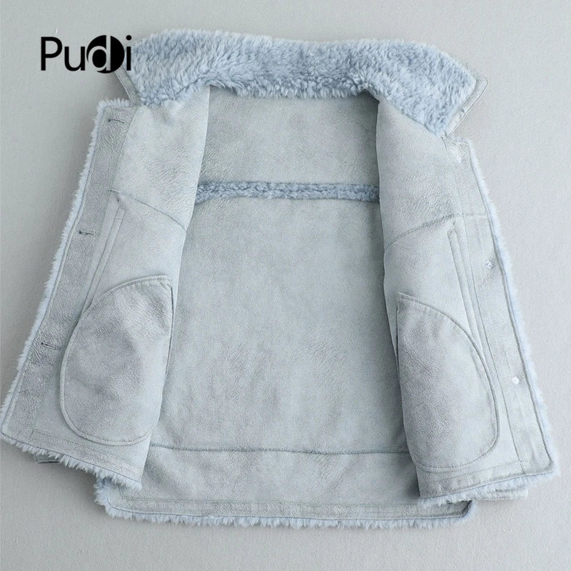 Pudi A19058 женская зимняя натуральная шерсть шуба короткая куртка пальто Дамская мода натуральная меховая шуба верхняя одежда