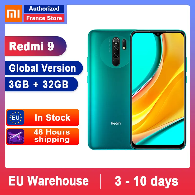 Глобальная версия смартфона Redmi 9 3 ГБ 32 Восьмиядерный медиаtek Helio G80 13 Мп задняя