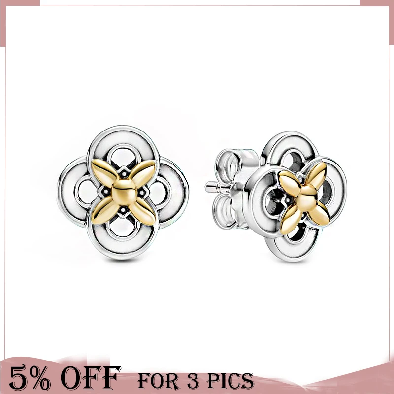 Nueva llegada 2021 pendiente de Plata de Ley 925 de dos elegante flor pendientes de plata de las mujeres joyería de regalo de cumpleaños