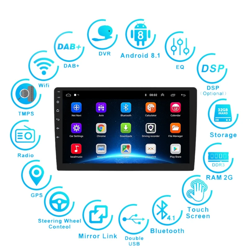 2 Din 9 дюймов Android 9,1 Автомобильное универсальное Радио Стерео 2.5D экран gps навигатор 2G+ 32G 4G wifi DSP карта Bluetooth автомобильное радио Multim