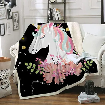 

Cute unicorn square blanket children's printing lunch break blanket pet blanket lazy blanket flannel blanket blanket LB61517