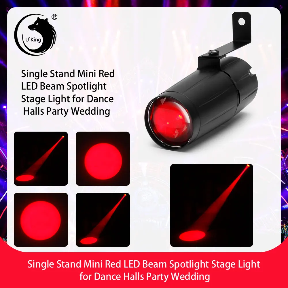 Holofote de Led Cores com Efeito de Iluminação em Palco com Suporte Único para Luzes Traseiras de Férias e Decoração para Casa U'king 3w 7 2 U'king holofote de led 3w, 7 cores