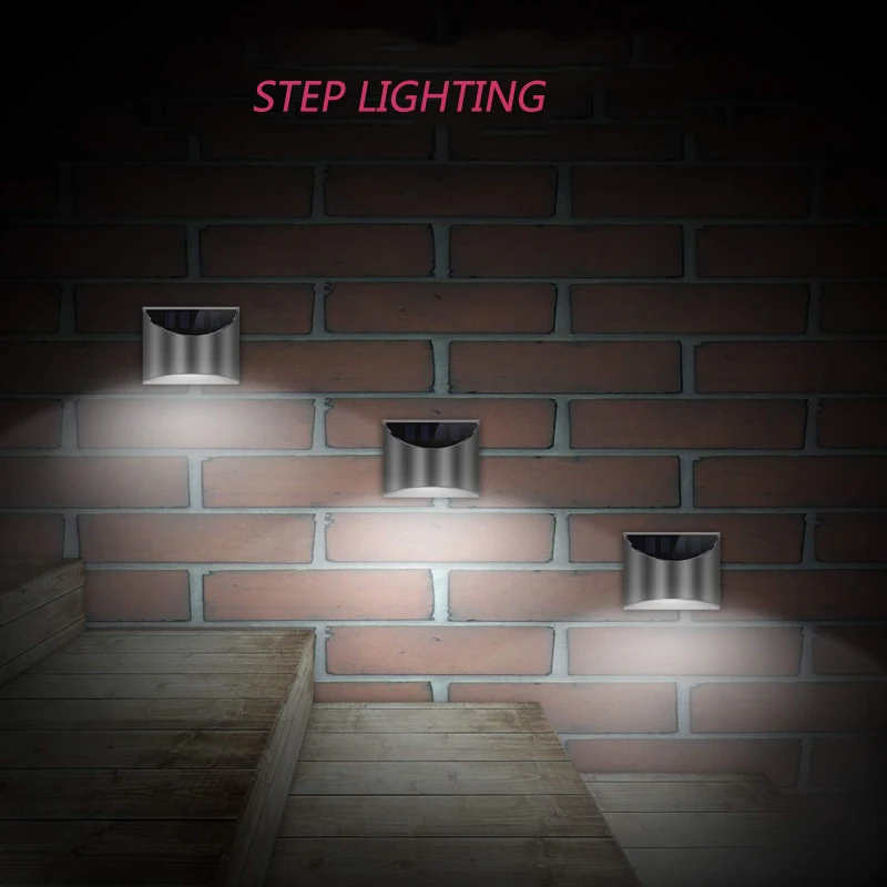 LED Decorative Outdoor Solar Cell Lights Powered Wall Lamp Patio Step Emergency Lighting For Garden Fence and Street Garland