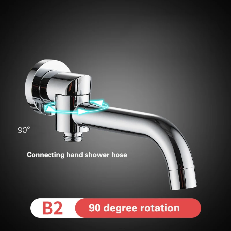 Brass wall mounted faucet spout Square and Round brass chrome spouts bathtub faucet accessories Shower Arm Faucet Effluent