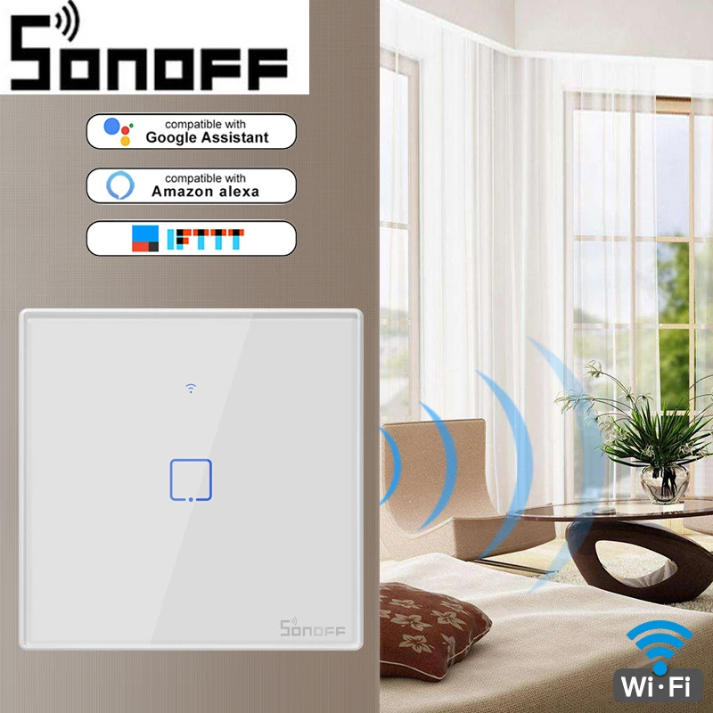 

SONOFF T2 WiFi Smart Switch With 1 Gang,Works With Amazon Alexa And Google Assistant,Compatible With IFTTT Function