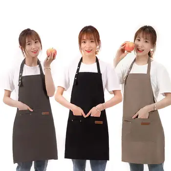 

Durable Canvas Adjustable Work Baking Chef Apron Kitchen Coffee Cooking BBQ Unisex Cover Apron With Pocket