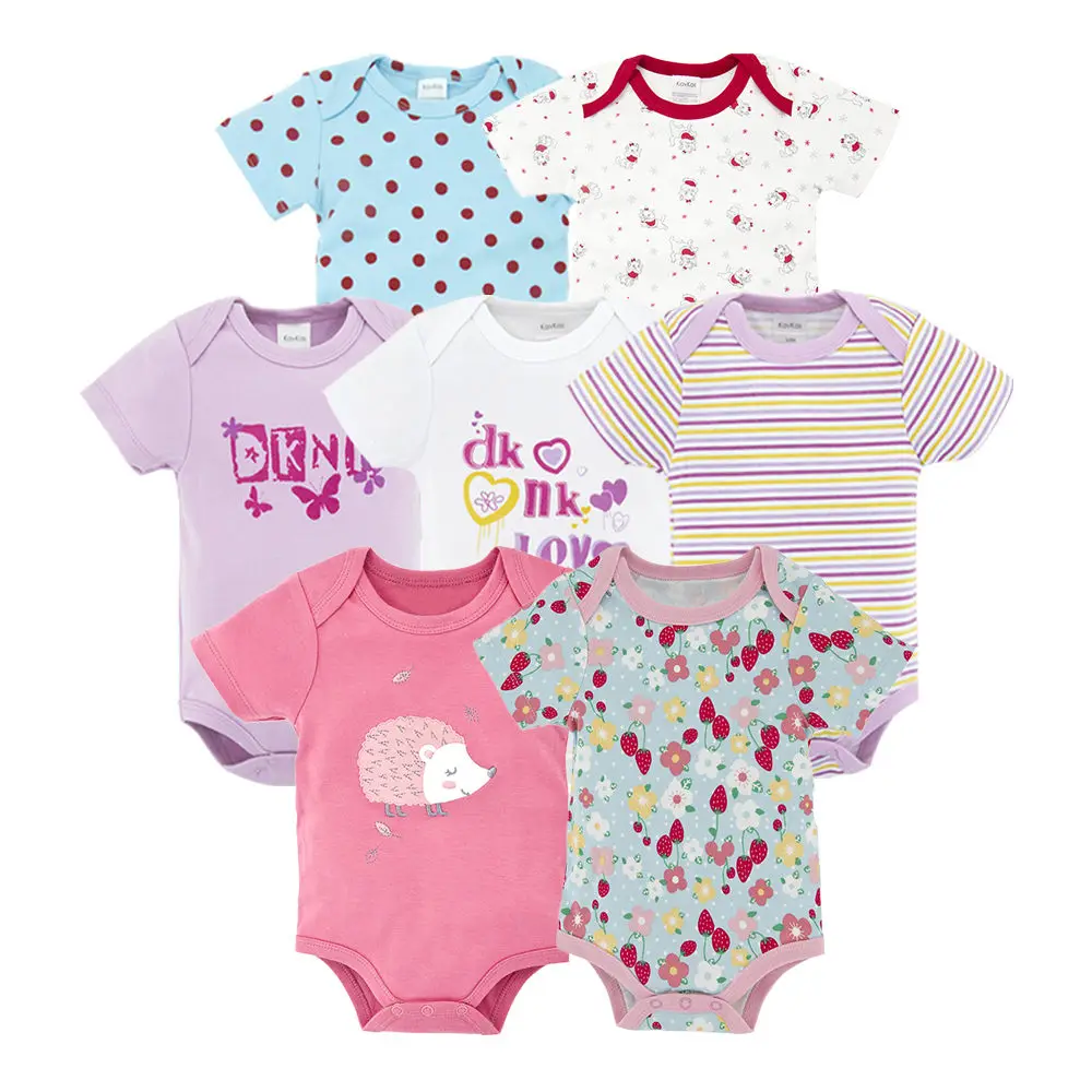 Одежда для малышей из 7 предметов г., Детские хлопковые комбинезоны с короткими рукавами для маленьких мальчиков и девочек, летний комплект одежды для малышей - Цвет: 21052173224748