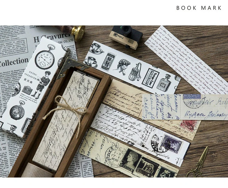 

30pcs/box Vintage Retro Newspaper Creative Bookmarks Style Clock Maker Reading Page Book Novelty Map Bookmark for Paper