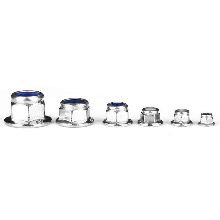 

45pcs Stainless Steel Square Nuts Flanged Stainless Steel Nylon Insert Locknut Assortment Kit M3 M4 M5 M6 M8 M10 Round Nut