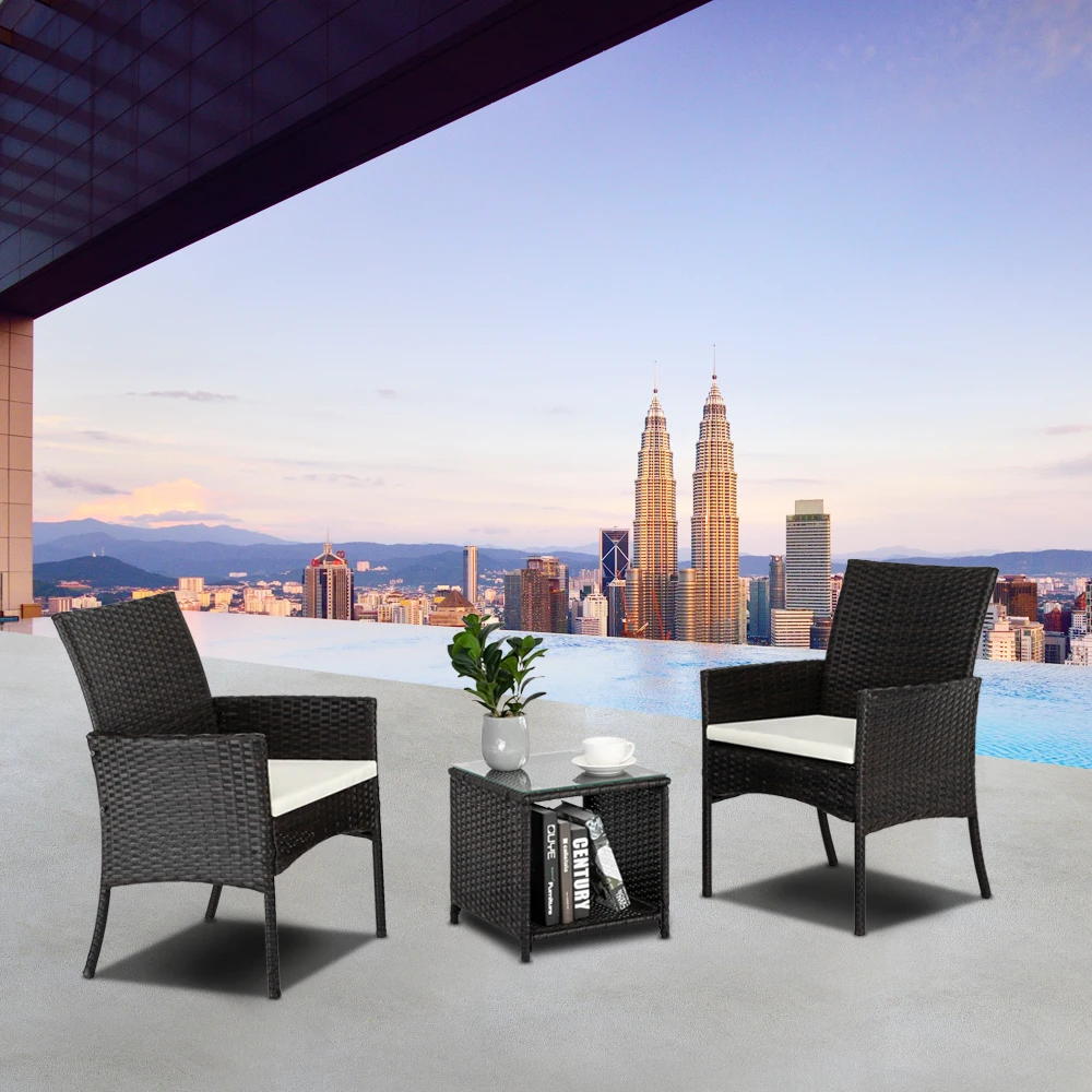 

Comfortable Sofa Set PE Rattan and Iron Frame Brown Gradient Desk Tea Dinner Serving Table Stand Small Living Room Furniture
