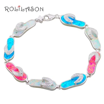 

14.23g Bracelets Wholesale & Retail flip flops Color fire opal Silver 925 Stamped fashion jewelry party gifts OB072