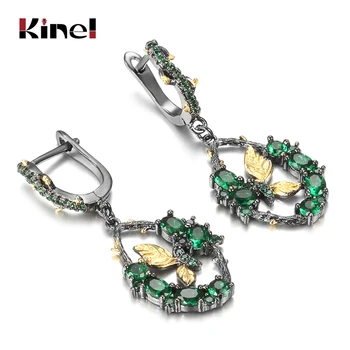 

Kinel Lucky Tree Butterfly Drop Earrings for Women Tibetan Silver Boho Gun Black Green Zircon Earrings Vintage Wedding Jewelry