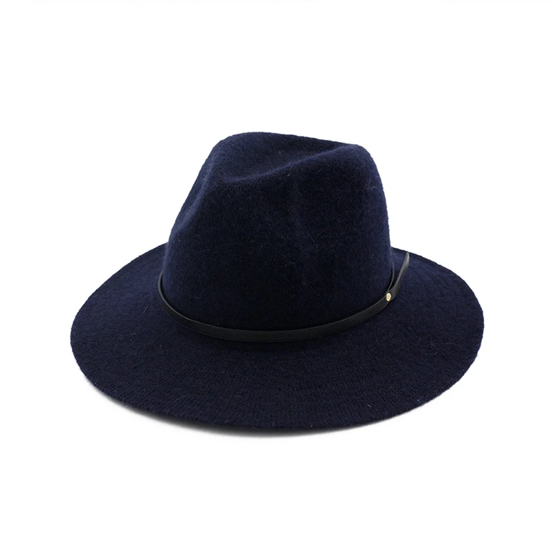 Navy fedora FS осенний шерстяной джазовый головной убор для мужчин, Панамы, федоры, сомбреро, женские фетровые шляпы, котелок, винтажная черная Ретро шапка - Цвет: Navy fedora