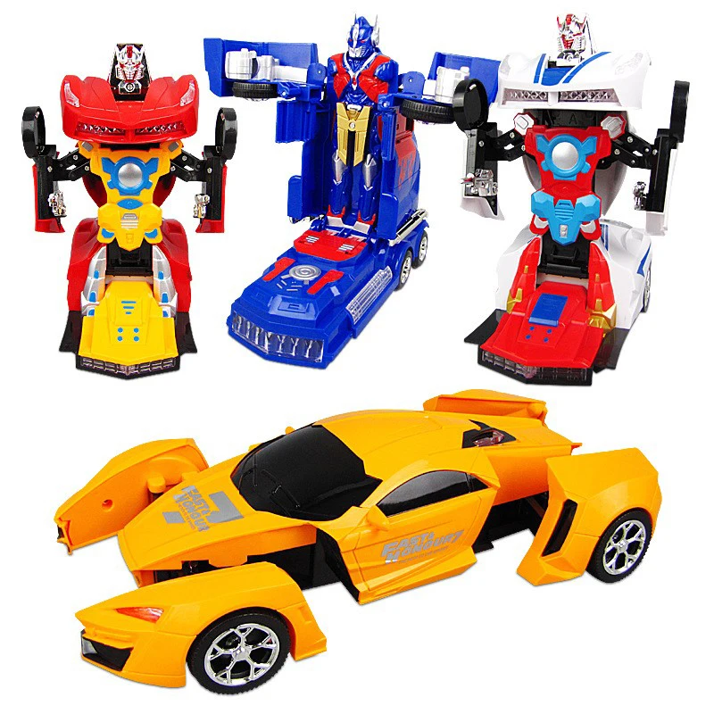 

Top Sale 19cm Pull Back Bump Into Transformation Plastic Robot Cars Action Toy Figures Kids Education with Gifts