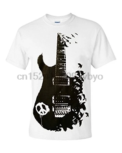 Группа гитара хлопок T Shirt_Rock_Metal_Peace_Music_Crow_Goth_Tattoo_Unisex_Top | Мужская одежда