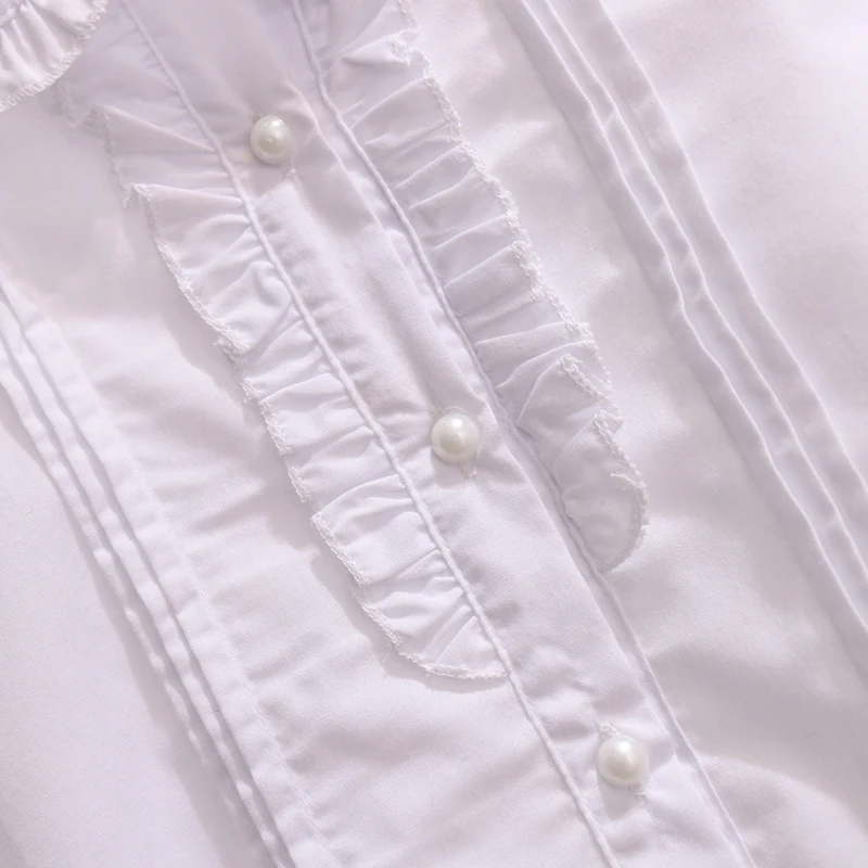 Cotton Baby Girls Blouses Spring Autumn Long Sleeve Kids White Shirts for Children Clothes Leisure Teens Tops 6 8 10 12 Years