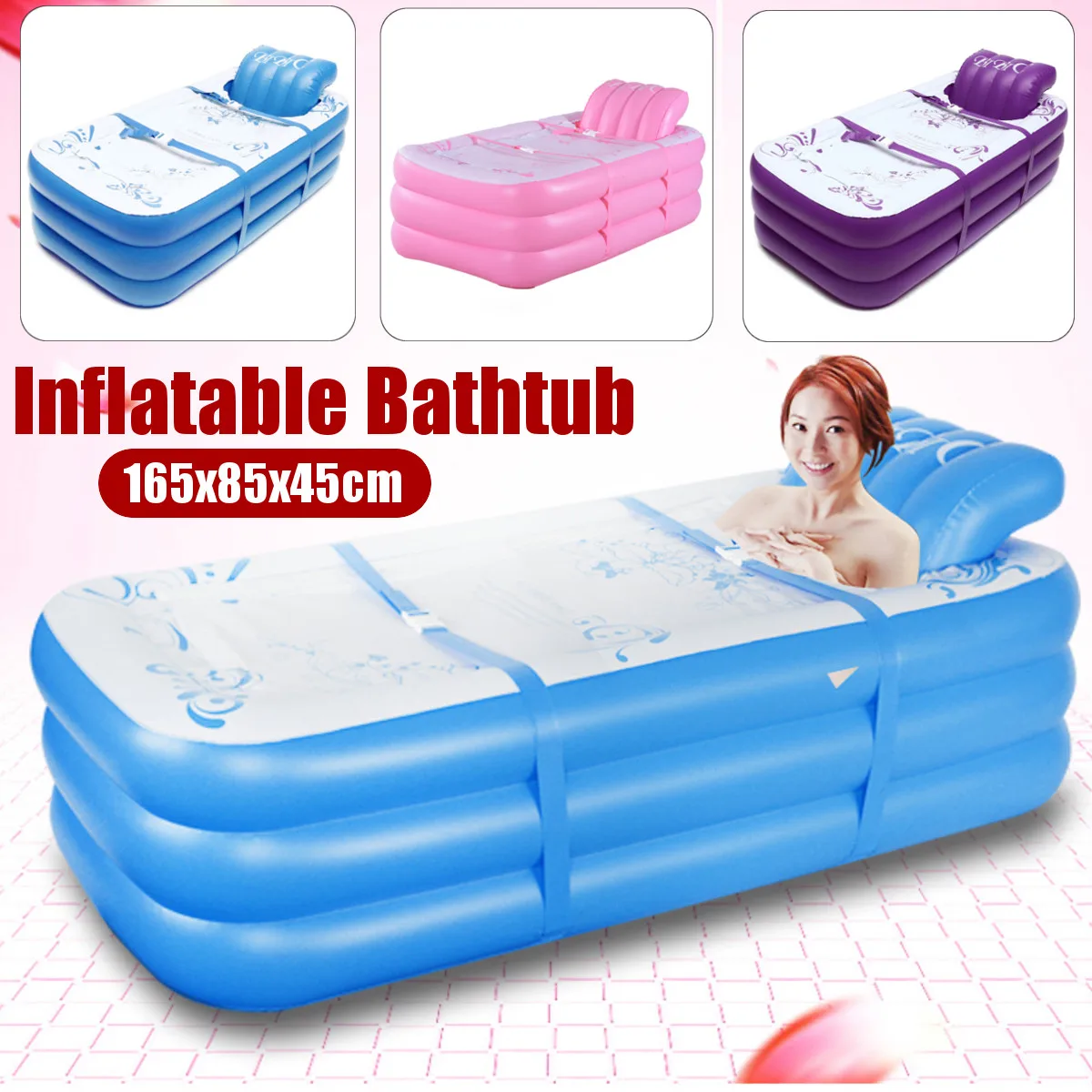 

165X85X45cm Foldable Bathtub Inflatable Bath Tub For Adults Keep Warm Swiming Pool Bathtub With Air Pump Bathing Tub