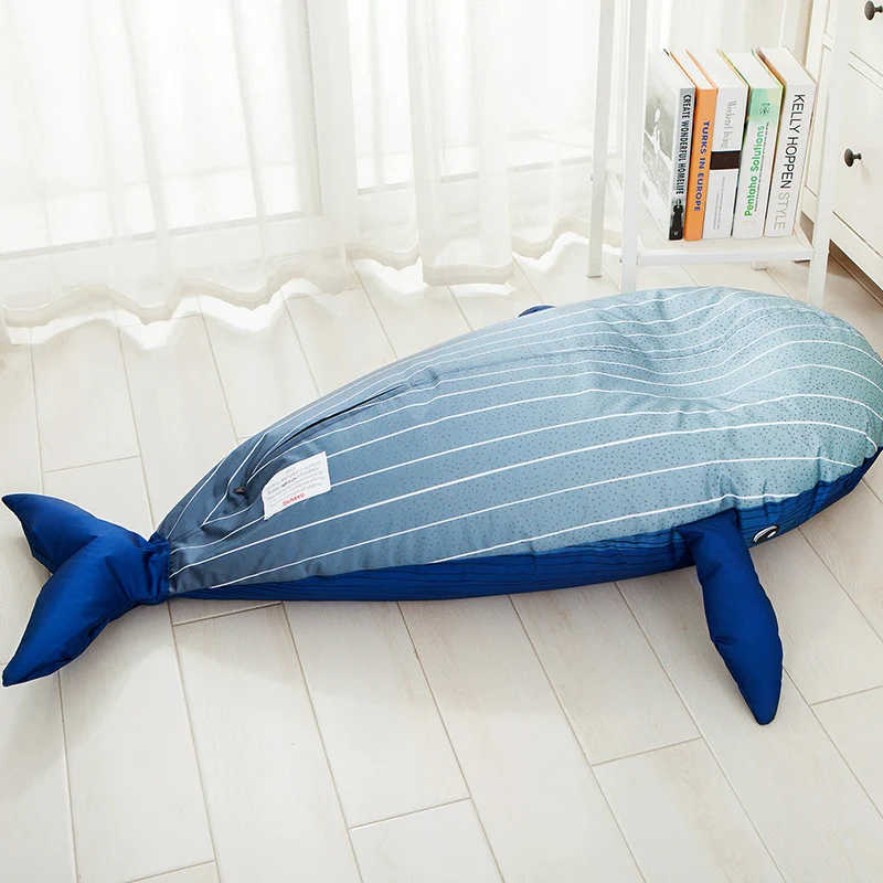 Cartoon Blue Whale Bean Bag Washable Lazy Sofa Creative Baby Lives in Single Kindergarten Tatami Children Sofa Chair Pillow