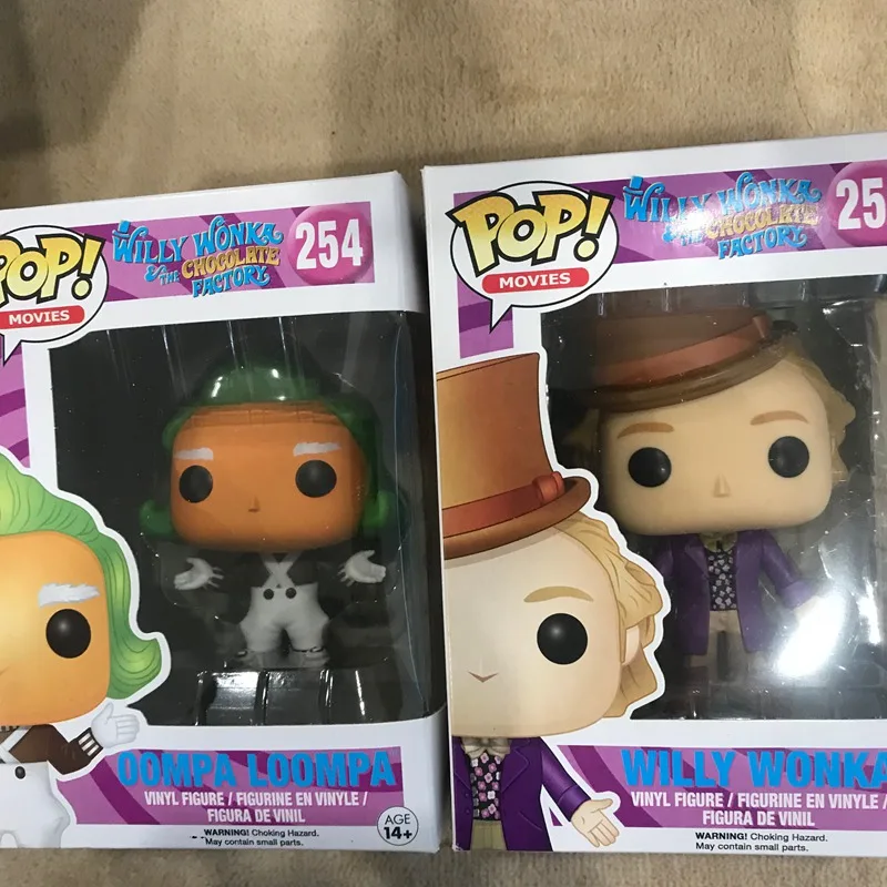 

2 pieces/set Funko pop Official Willy Wonka, Oompa Loompa Vinyl Action Figures Collectible Model Toy with Original Box
