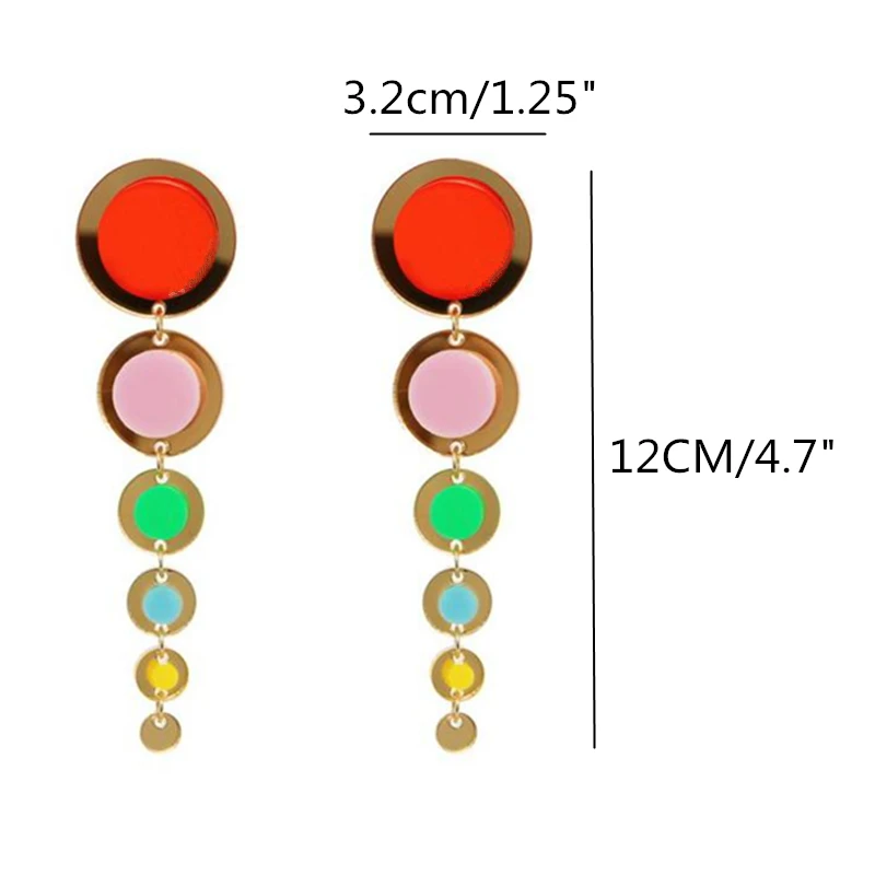 KUGUYS Golden Colorful Acrylic Round Long Tassel Drop Earrings for Women Trendy Jewelry Fashion Gift Hyperbole Accessories - Image 3