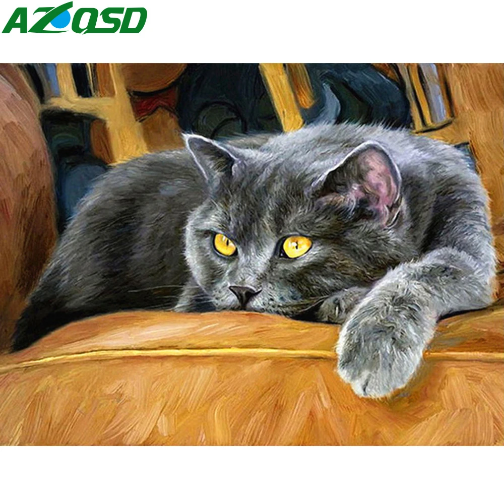 Azqsd Алмазная картина вышивка крестом коты стразы рукоделие декор для дома