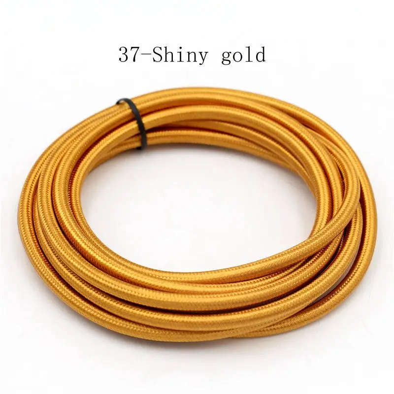 10M 3 Core Round Cord Gold Color Vintage Braided Fabric Light Cable Electric Wire.