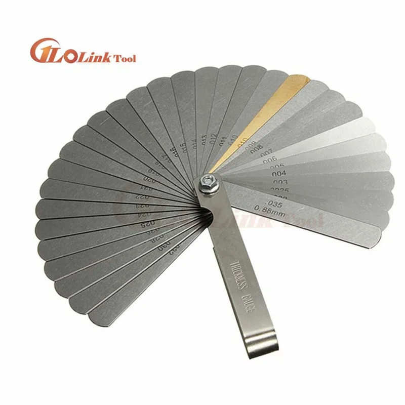32pcs in 1 Feeler Gauge 0.04-0.88mm Stainless Steel Gap Gauge High Precision Foldable Measuring Tool Plug