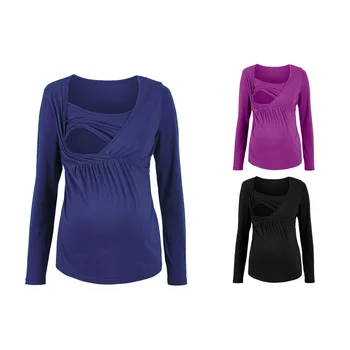 

Women Maternity Long Sleeve Nursing Tops T-Shirt V-Neck Casual Pregnant Breastfeeding Maternity Tops