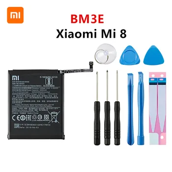 

Xiao mi 100% Orginal BM3E 3400mAh Battery For Xiaomi Mi 8 Mi8 M8 BM3E High Quality Phone Replacement Batteries +Tools