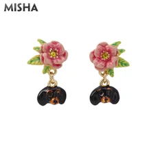 MISHA, трендовые серьги для женщин, ручная работа, эмалированная глазурь, милая собака, цветок, ювелирные серьги для девушек, женские вечерние, подарки L901