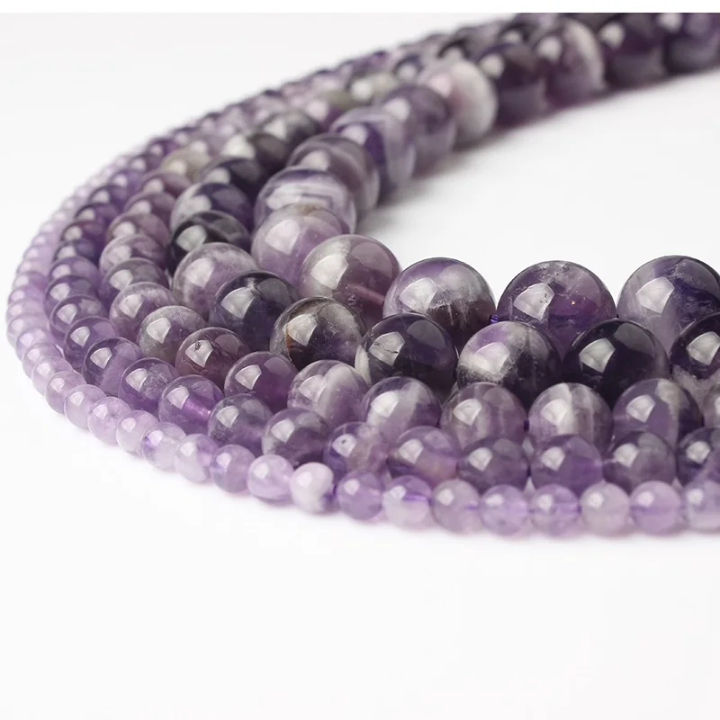Amethyst LanLi модные натуральные ювелирные изделия аметисты камни свободные бусины 4 6 8 10 12 мм DIY браслет ожерелье аксессуары - Цвет: Amethyst