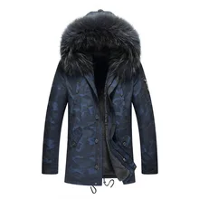 Пальто с натуральным мехом из натурального кроличьего меха, парка с воротником из меха енота, Мужская Уличная одежда, теплые парки размера плюс, куртки 13-802 YY508