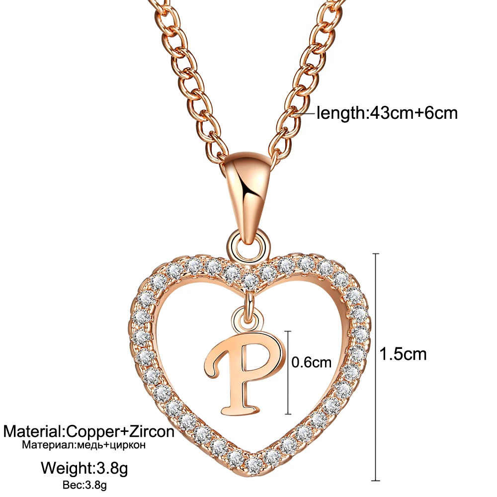 CZ Heart Crystal Charms Necklaces 