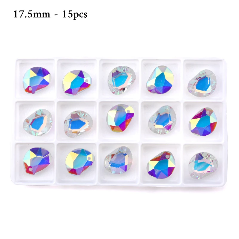 17.5mm - 15pcs QIAO высокое качество несколько форм кристалл AB одежда бусины разноцветные ювелирные изделия стеклянные модные подвески, DIY аксессуары - Цвет: 17.5mm - 15pcs