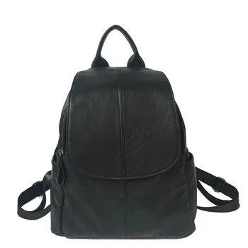

Backpack Women's Genuine Leather 2020 New Style Full-grain Leather Bag Lady Casual Versatile Backpack Black