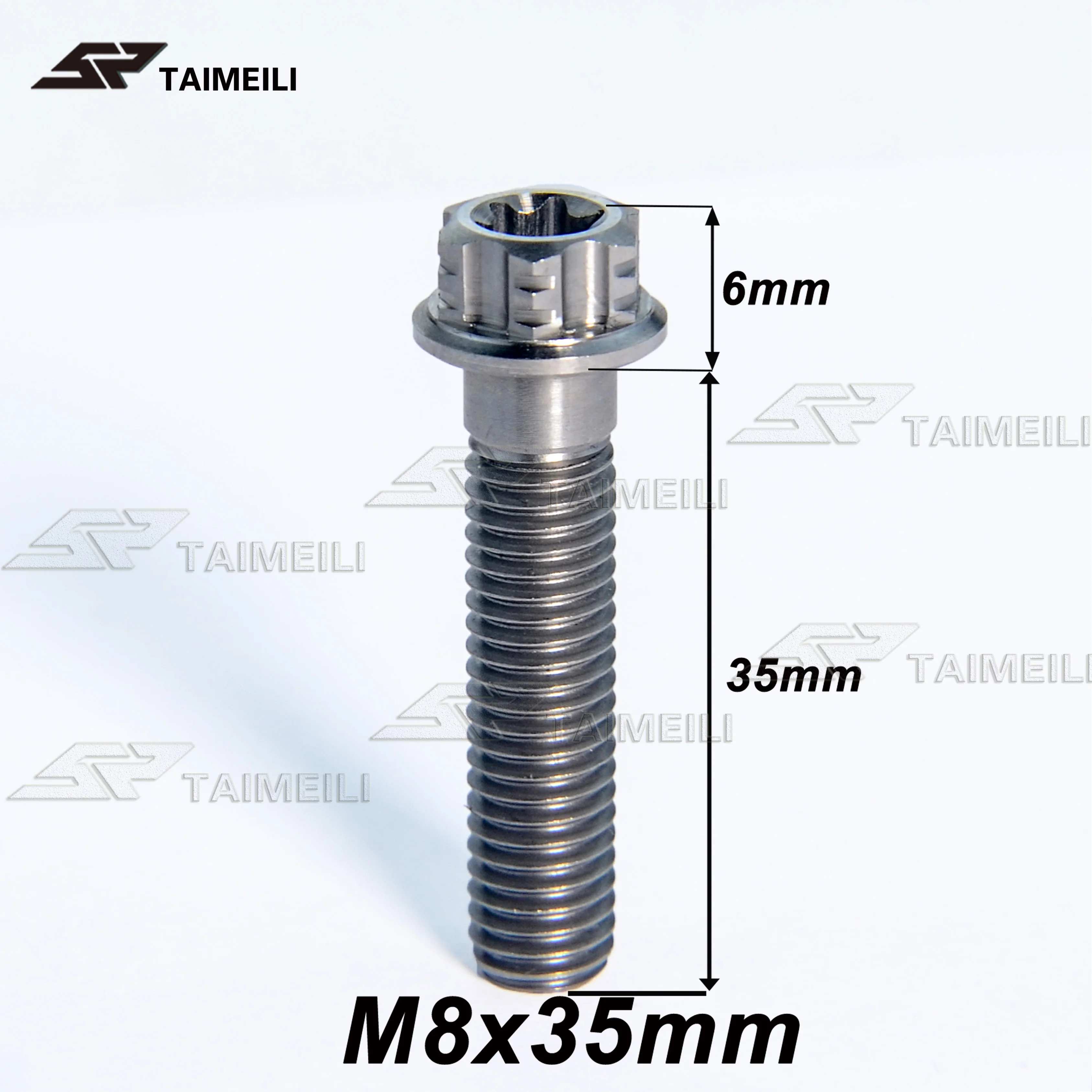 TAIMEILI Титан винт с шестигранной головкой Винт с фланцем, m8x15/20/25/30/35/40/45/50 м шаг резьбы, 1,25 мотоцикл винт - Цвет: M8x35 Silver