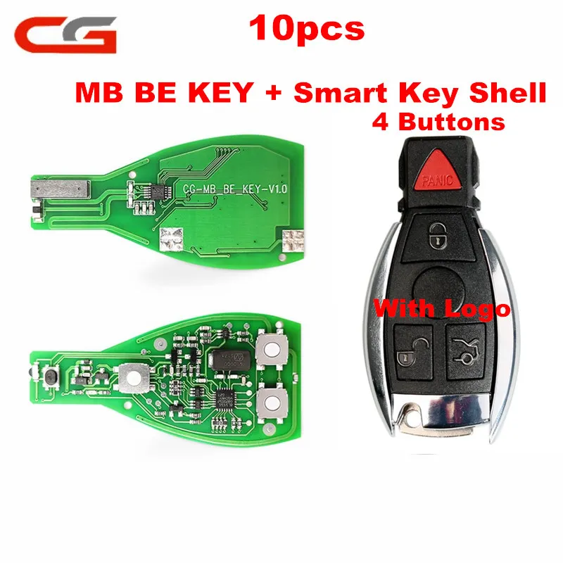 CG CGDI MB ключевую роль PRO(1 Мб в подарок маркер) 433/315 МГц переключатель с оболочка для Smart ключа 4 кнопки с логотипом для Mercedes-benz - Цвет: BE KEY shell 10pcs