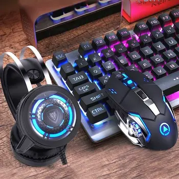 

Keyboard and Mouse Set Headset Three-piece Set Chicken Useful Product Keyboard and Mouse Kit Machinery Handfeel Game Cable Shini