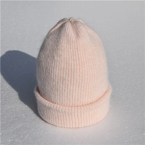 Pink Новая зимняя женская шапка из кроличьего кашемира, вязаные шапочки, толстые теплые, Vogue, Женская шерстяная шапка из ангорской шерсти, женские шапочки - Цвет: Pink
