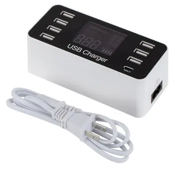 

8 Port USB Type C 5V/8A Socket Charger With Voltage Current LCD Display for Smart Mobile Phone Tablet PC AU/EU/US/UK Plug