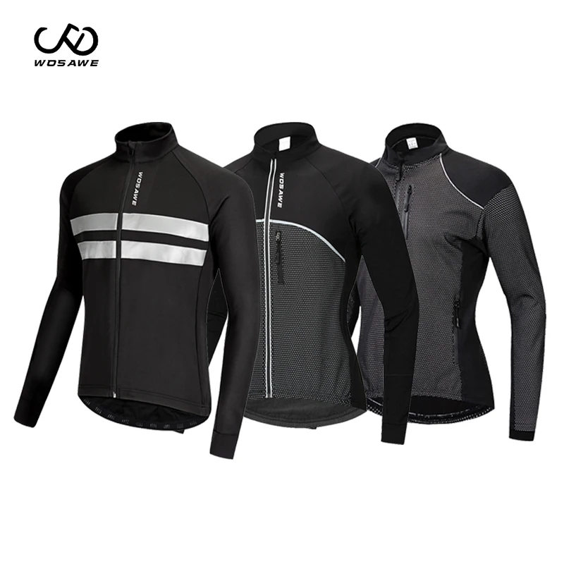 Мужская зимняя теплая велосипедная куртка WOSAWE ветрозащитная флисовая для бега MTB