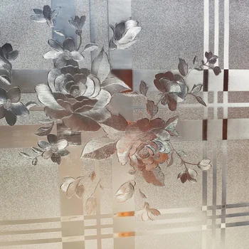 

Peony Pattern Glass Film Static Cling Sun-Blocking 2019 New Multi-Size Privacy Protection Reusable Removable Window Covering